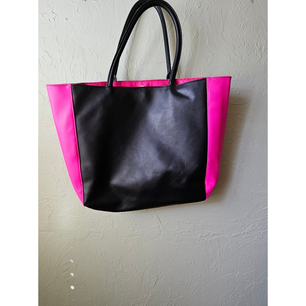 Juicy Couture‎ Black Pink Tote Bag Gold Hardware Zip Pocket Shoulder Bag - Picture 4 of 9